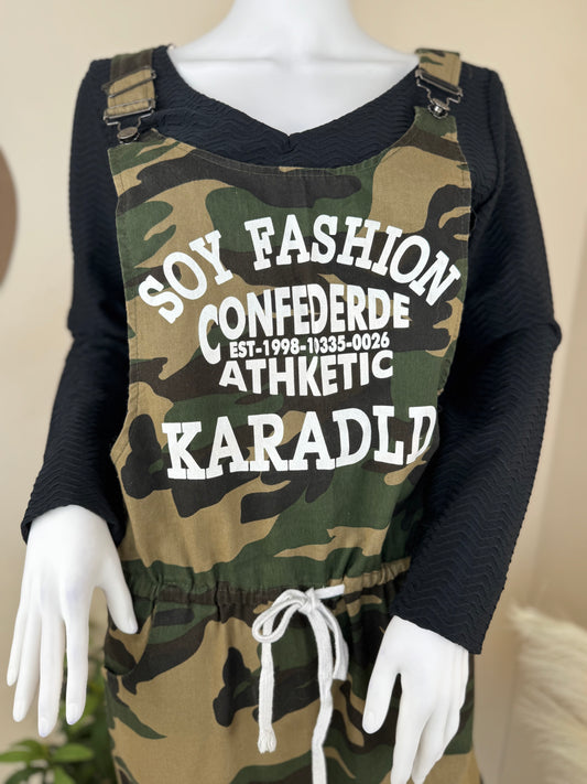 Women’s Camo Print Jumpsuit – Adjustable Straps – Size uk 8