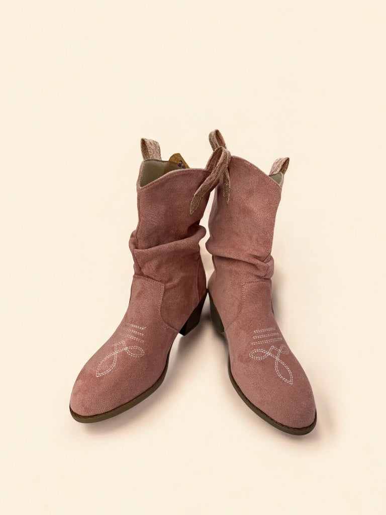 Women’s Pink Suede Cowboy Boots – UK Size 6