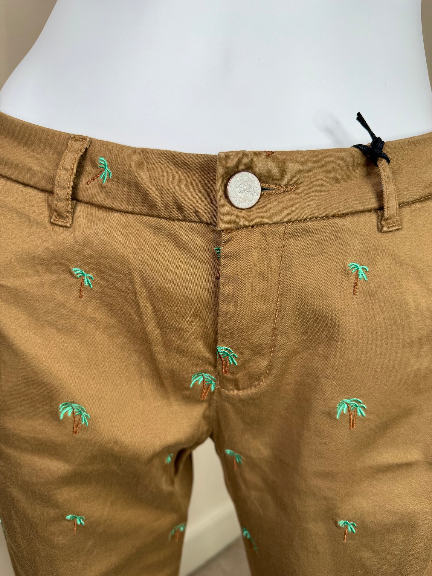 Brown chino trousers with palm tree embroidery – size W27 L32 – Scotch & Soda Maison Scotch