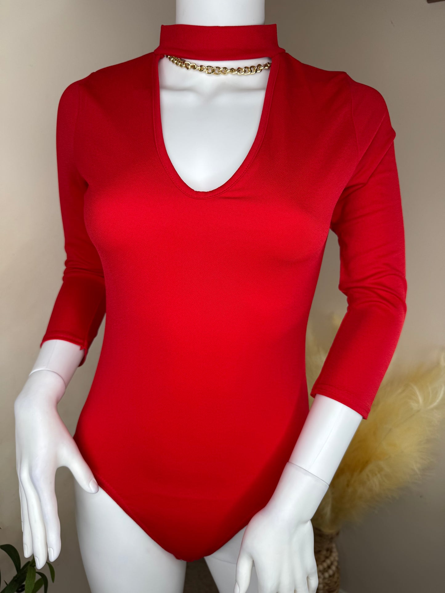 Women’s Red Long Sleeve Bodysuit – Size 10