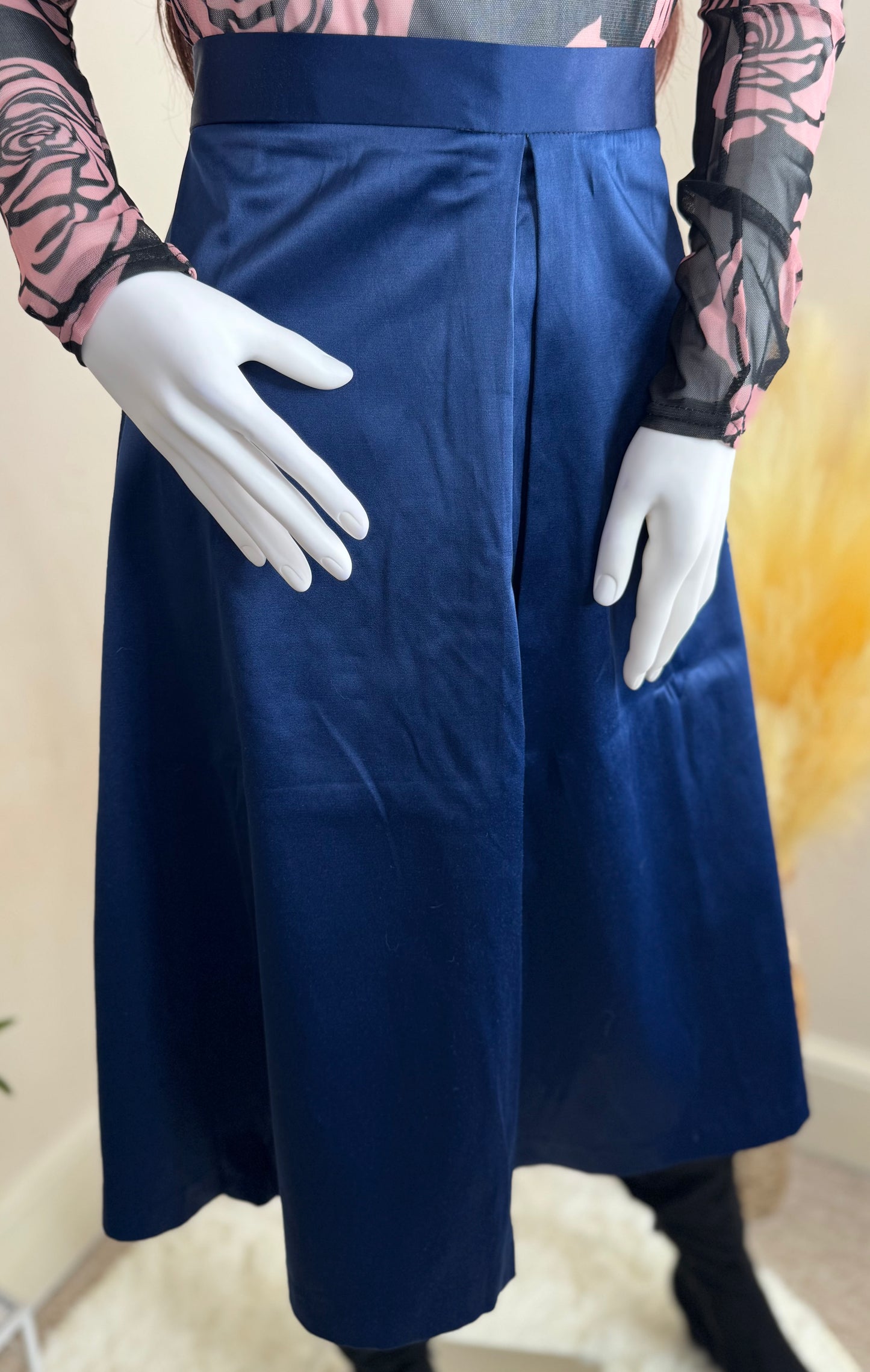 Women’s Navy A-Line Midi Skirt – Size uk 12