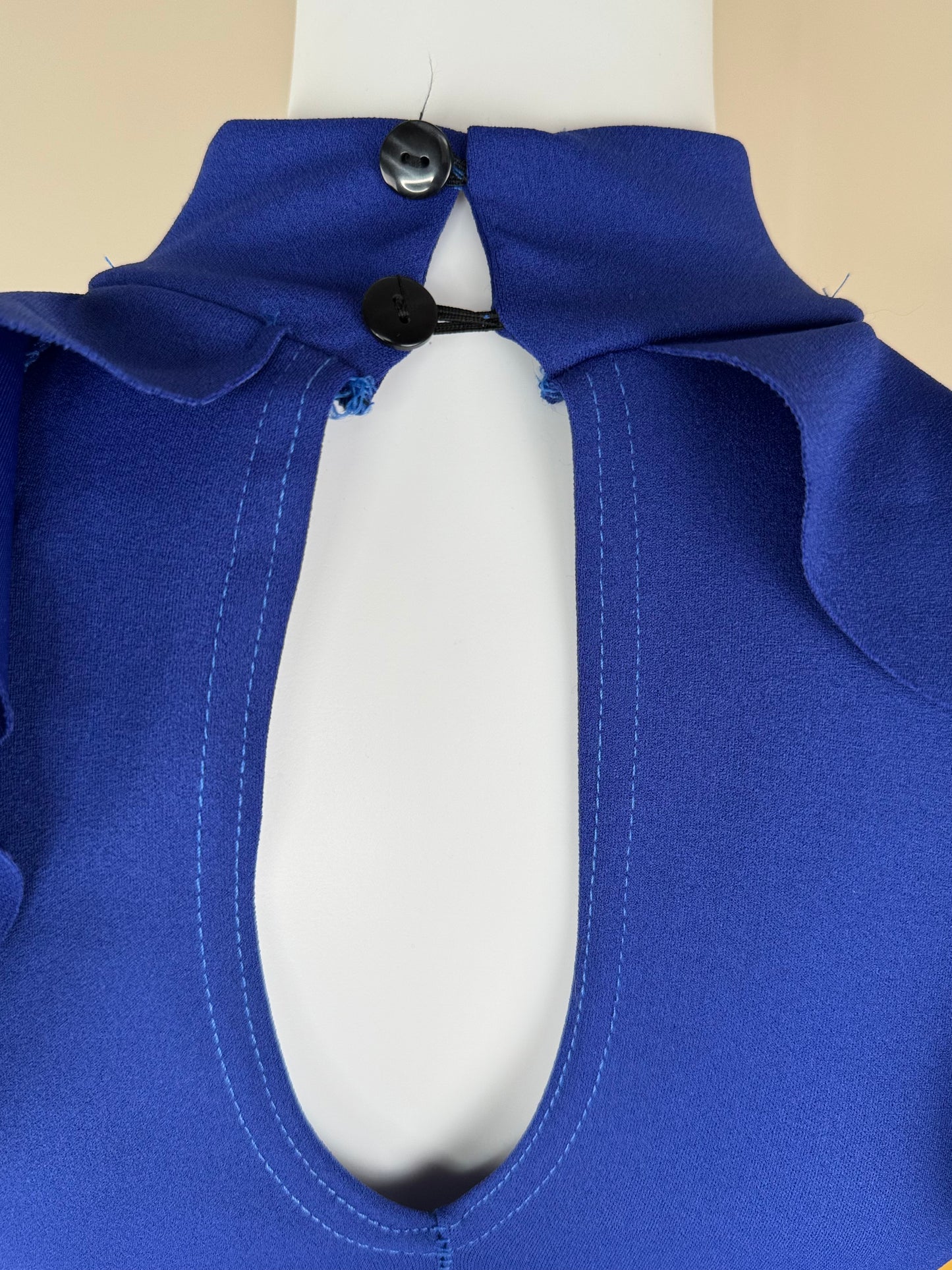 Blue Bodycon Dress – Cold Shoulder, Frill Sleeves – Size 8 & 10